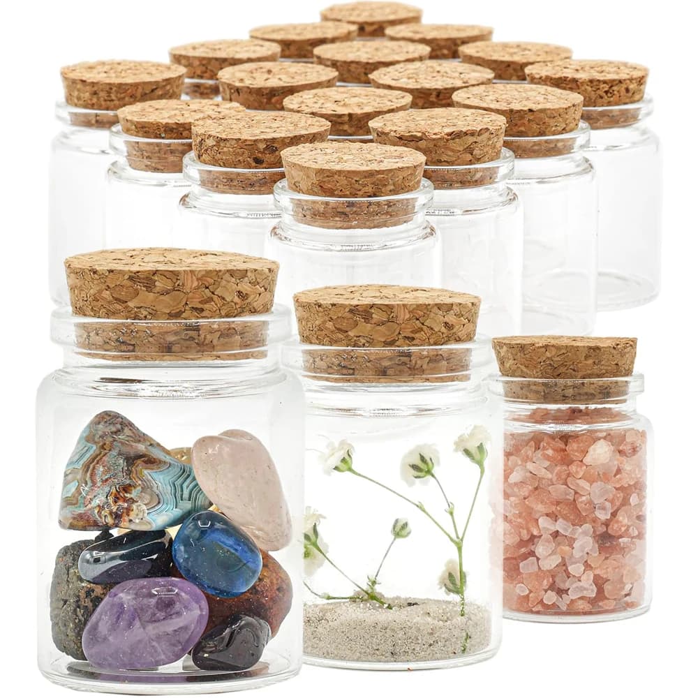 Mini bocaux en verre HI avec bouchons en liège, petits pots de sort, bouteille de souhait, bouteille