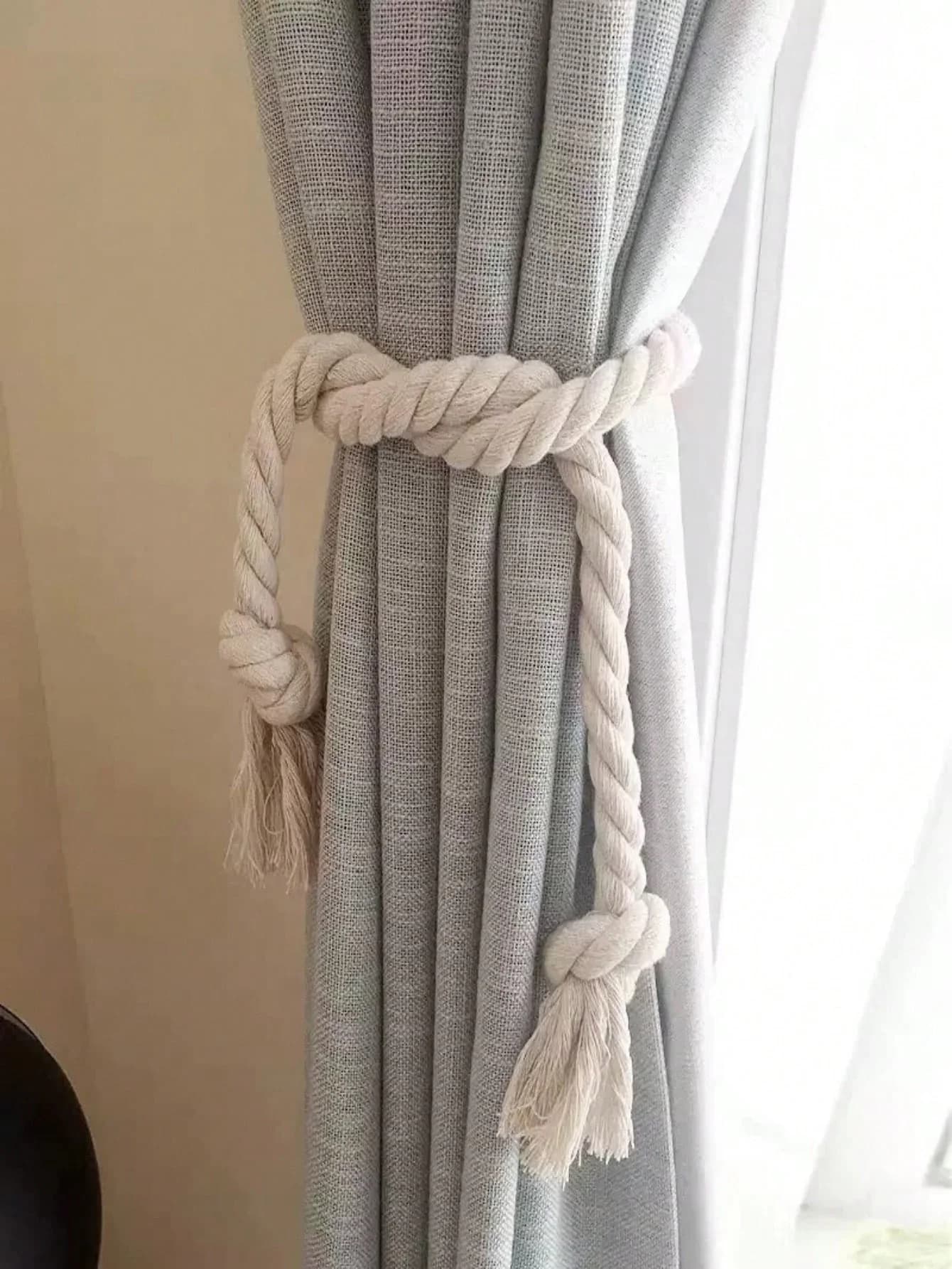 Attaches de rideau tissées beiges, style minimaliste moderne, accessoires décoratifs idéaux pour les