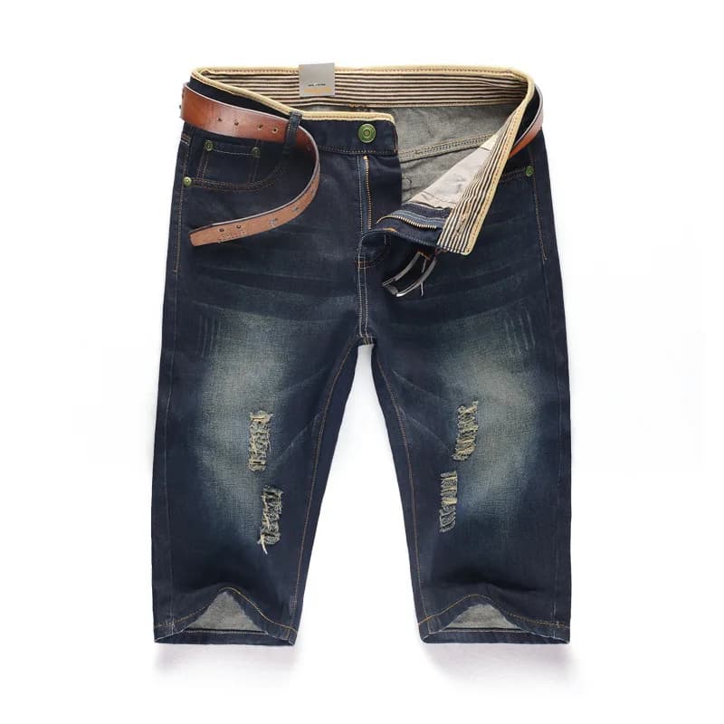 29-40 nouvel été hommes personnalisé lavable pantalon en Denim perforé grand pantalon moyen décontra