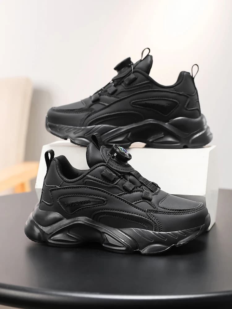 🔥   Sneakers pour enfants entièrement noires avec boucle rotative |   Très facile à mettre et à enle