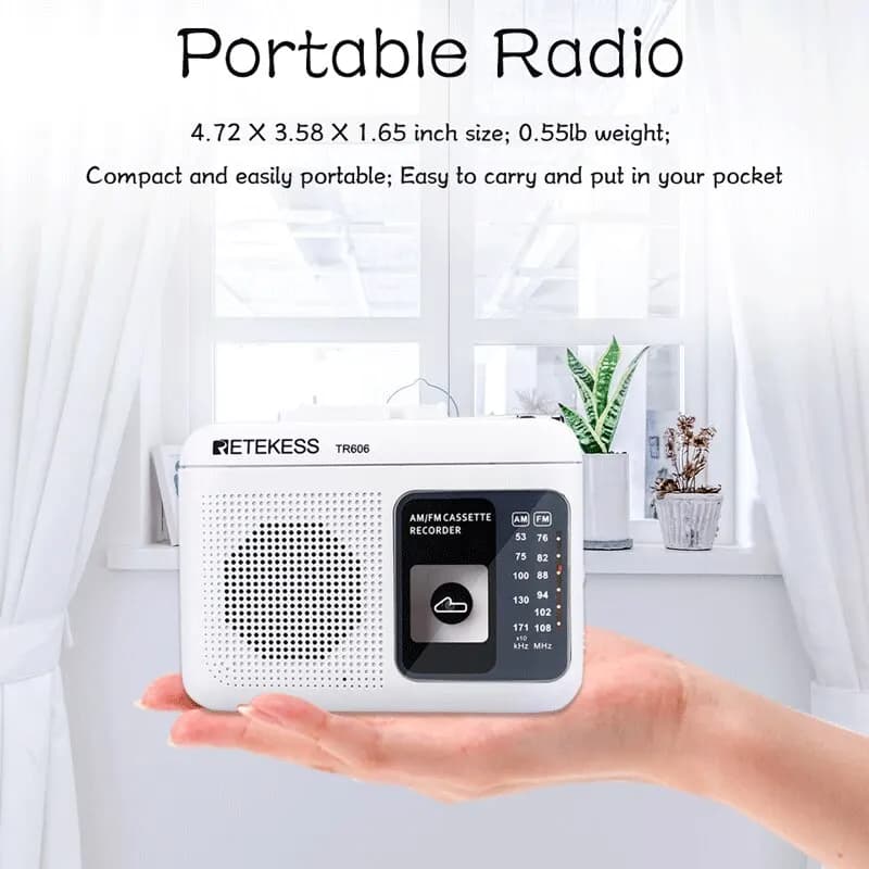 Retekess TR606 Radio FM AM Radio lecture de Cassette Radios portables FM AM enregistrement 3.5mm éco