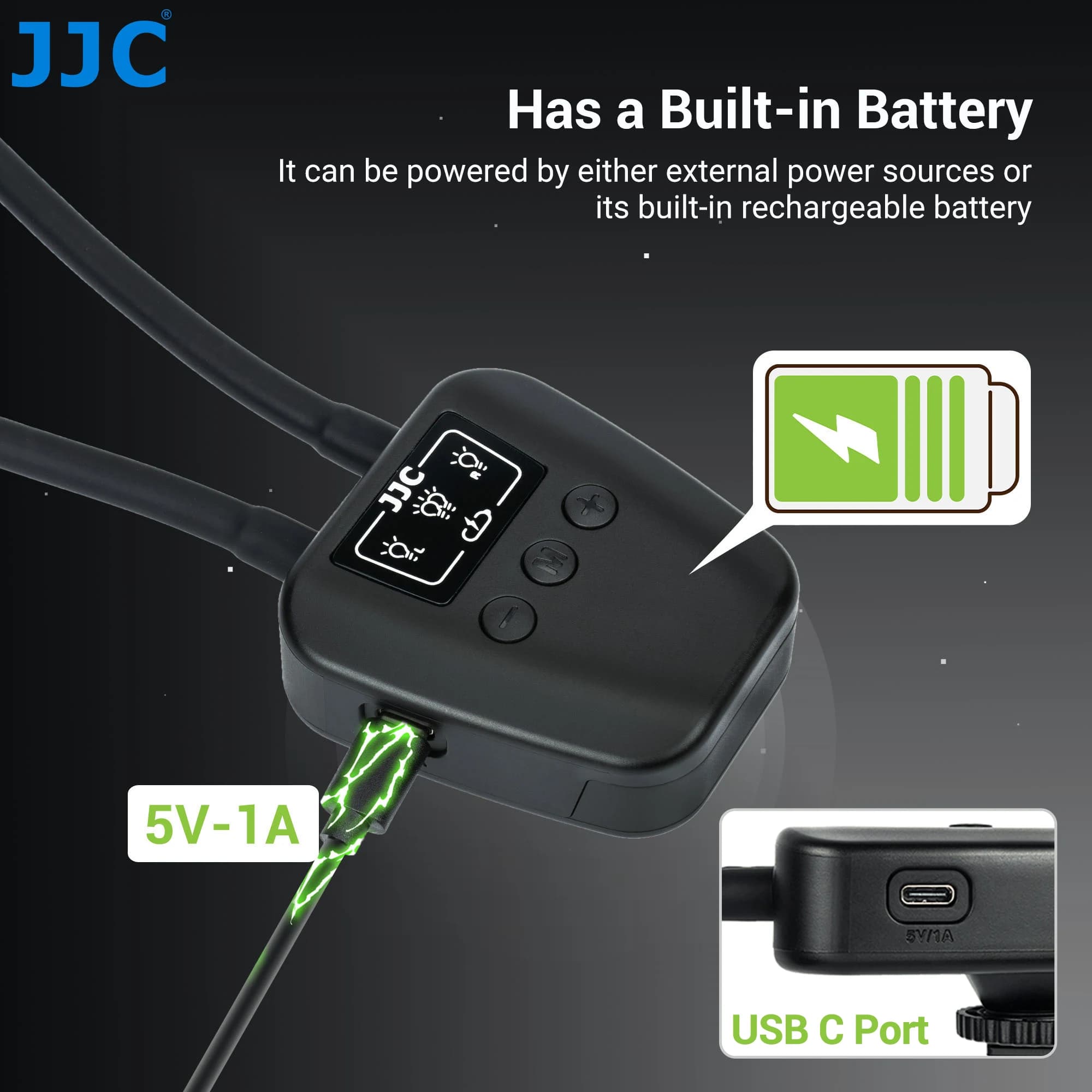 JJC LED Macro bras lumière avec 10 niveaux de luminosité réglable Macro photographie éclairage pour 