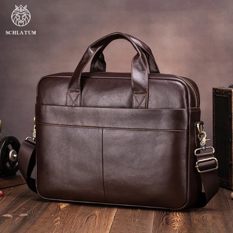 Porte-documents en cuir véritable pour hommes, sac d'affaires de luxe souple, compatible avec ordina