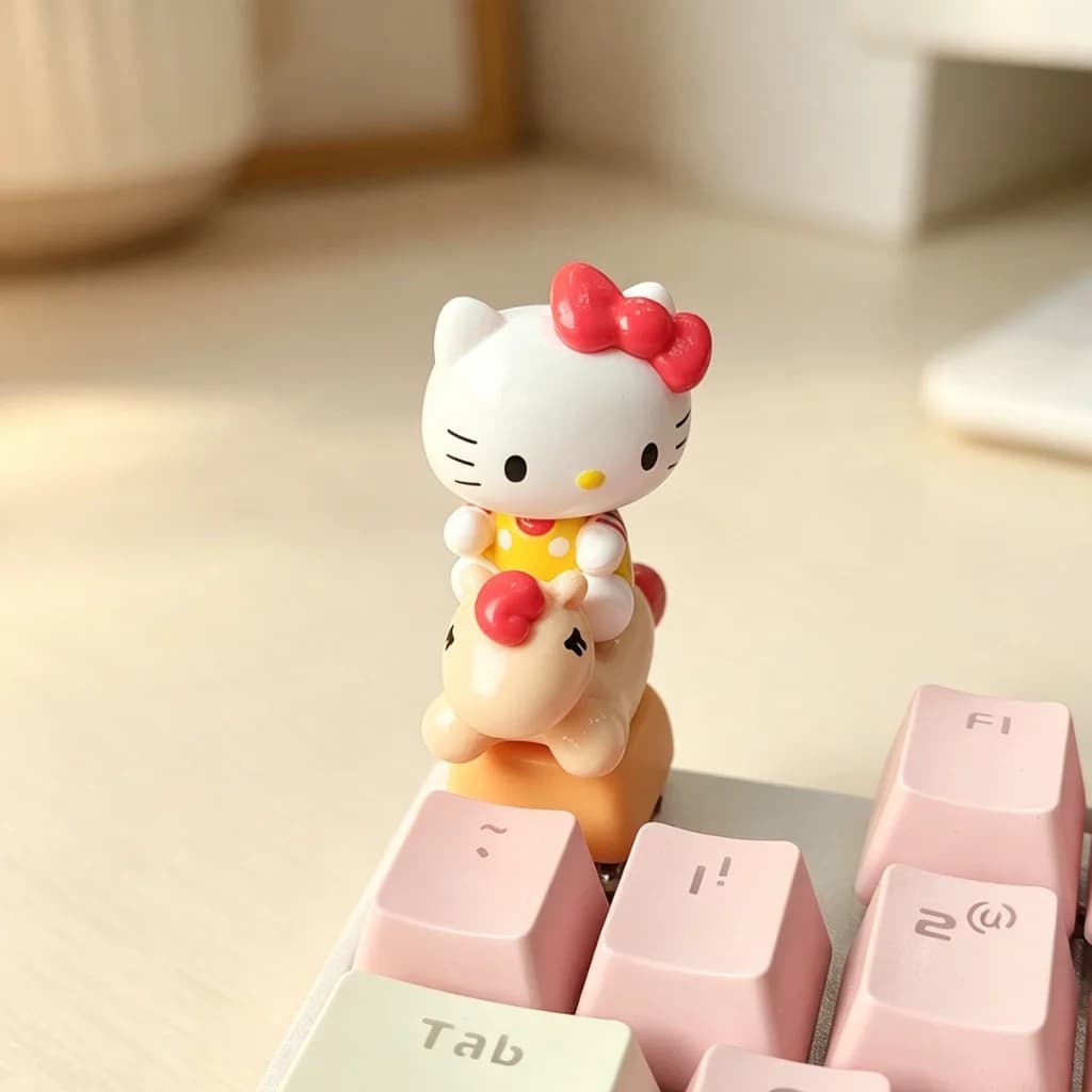 Capuchons de touches en résine faits à la main, mignons, Hello Kitty, pour clavier mécanique, commut