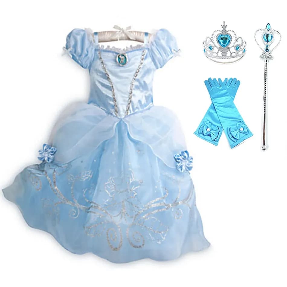Costume de princesse pour enfants, robe fantaisie à fleurs, pour noël, anniversaire, carnaval, dégui