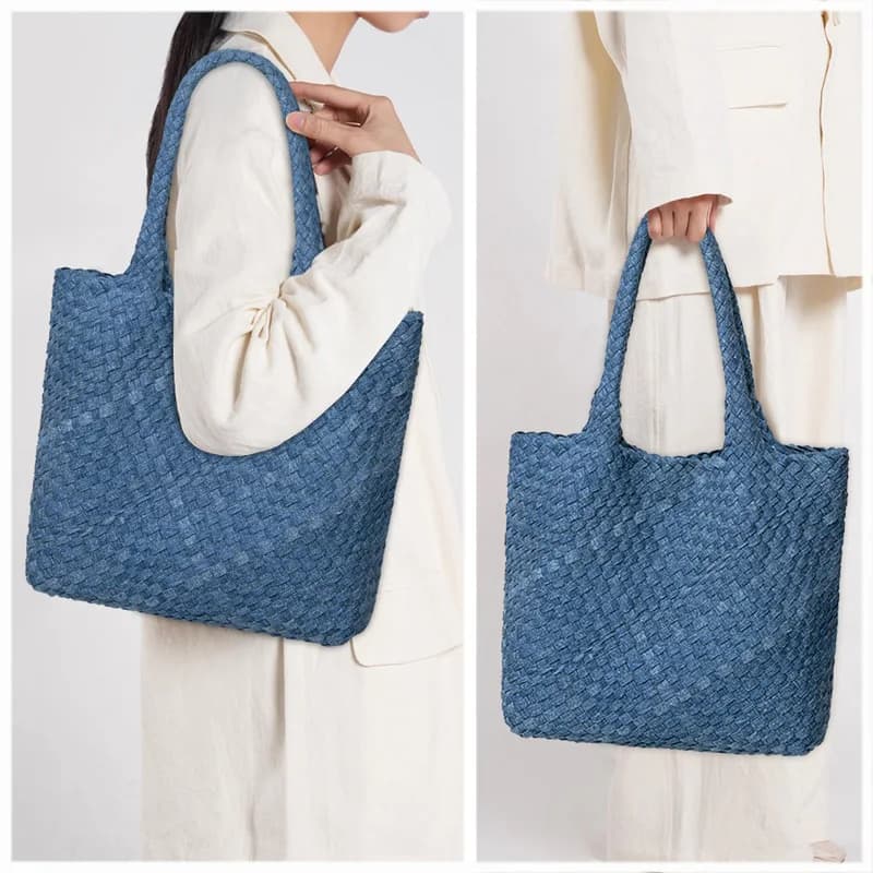 Sac à main en Denim tissé doux et robuste pour femmes, fourre-tout en tricot fait à la main, Style c