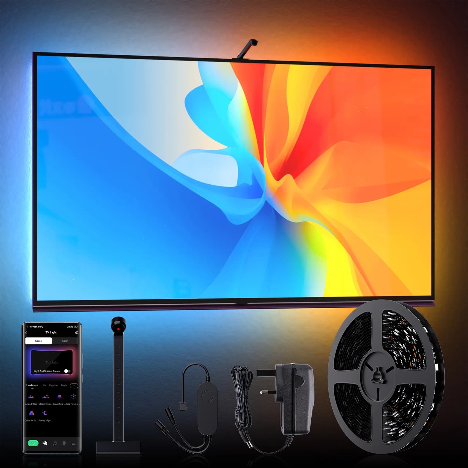 TV LED rétro-éclairage avec caméra bande ambiante lumière Immersion LED bande de couleur lumière LED
