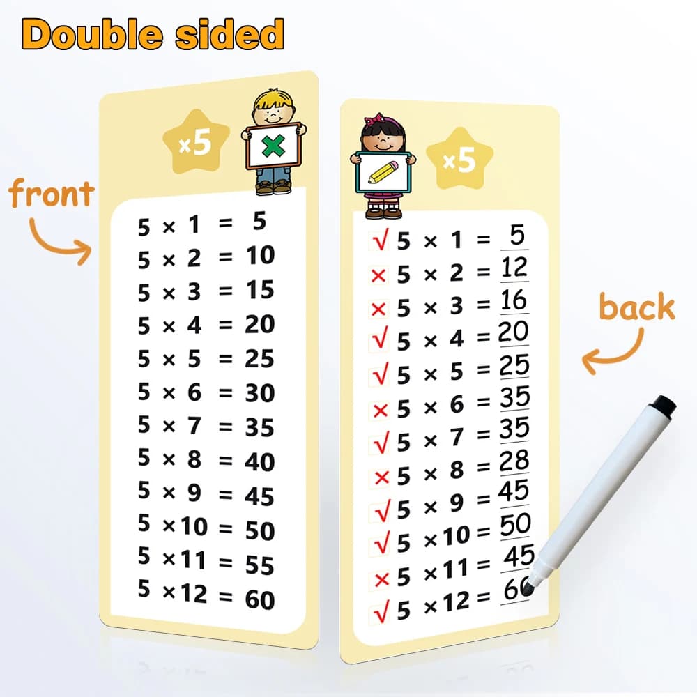 0-12 tableaux de multiplication, cartes de table de temps, outil d'apprentissage des mathématiques à