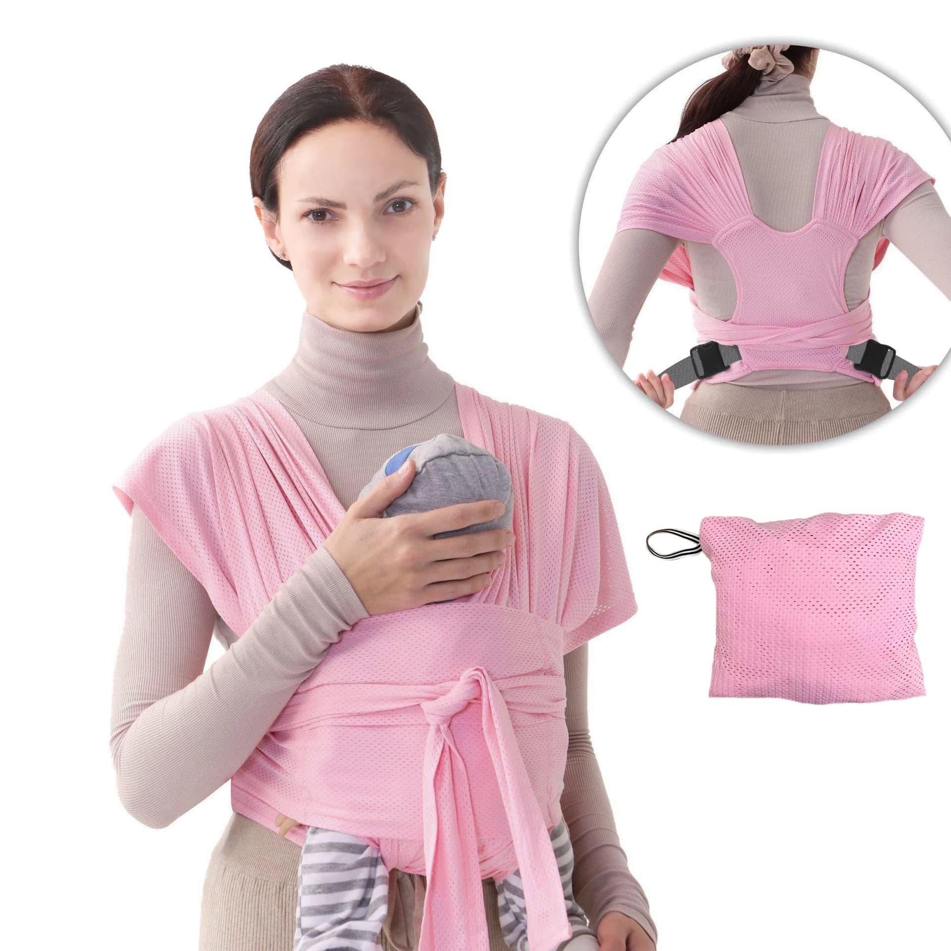 Porte-bébé réglable en coton respirant et tissu maillé pour la mère et le bébé – Écharpe de portage 