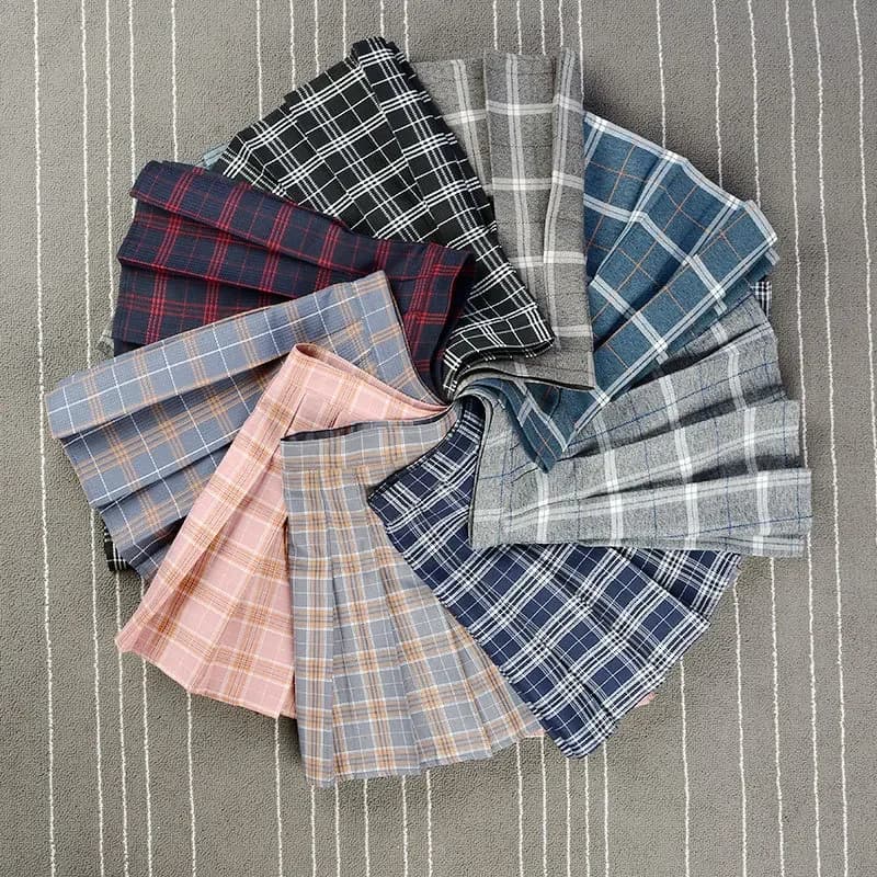 Jupe plissée Harajuku 0 pour femmes, Style Preppy, à carreaux, Mini uniformes scolaires japonais mig