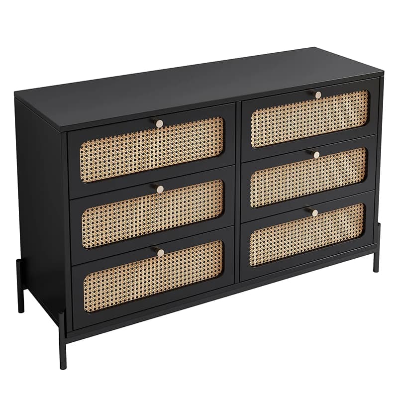 Placard en bois de rotin de cannage moderne, commode 6 MELfur ser, armoire de rangement en bois, buf