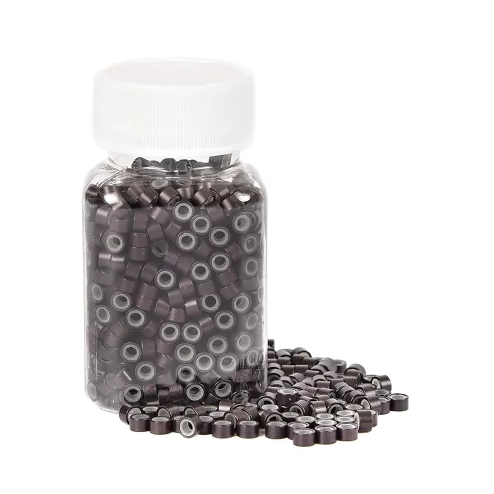 500 pièces Extensions de cheveux Micro anneaux liens perles, 5mm perles doublées de Silicone pour Ex