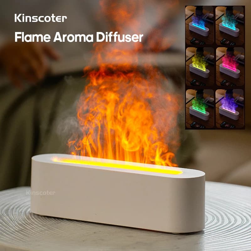 KINSCOTER diffuseur d'arôme d'huile essentielle humidificateur d'air de flamme diffuseur de brume fr