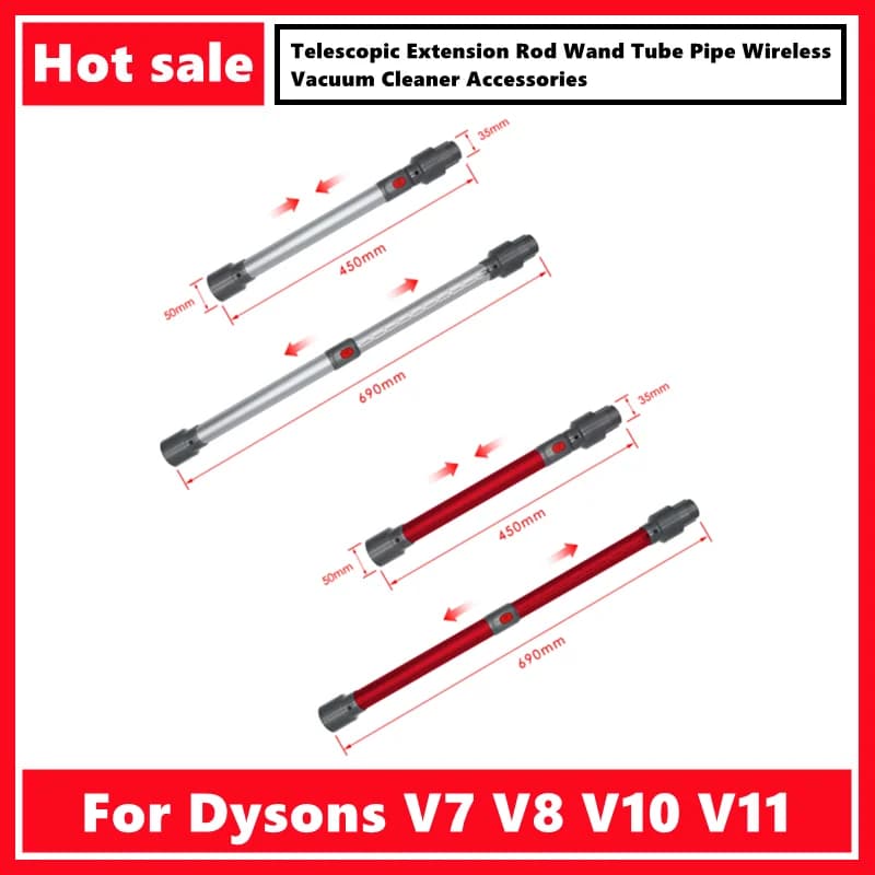 Tuyau de Tube de baguette de tige d'extension télescopique pour accessoires d'aspirateur sans fil Dy