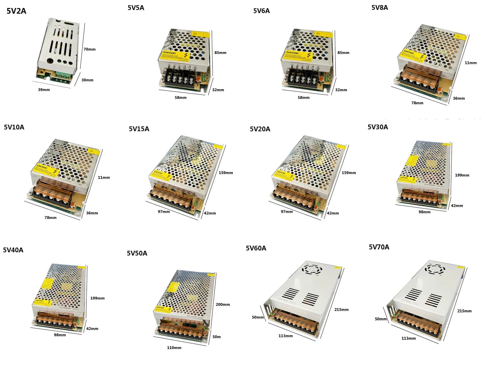 Alimentation à découpage DC 5V 12V 24V 36V 48V 60W 360W 600W, transformateur de lumière AC 100-240V,