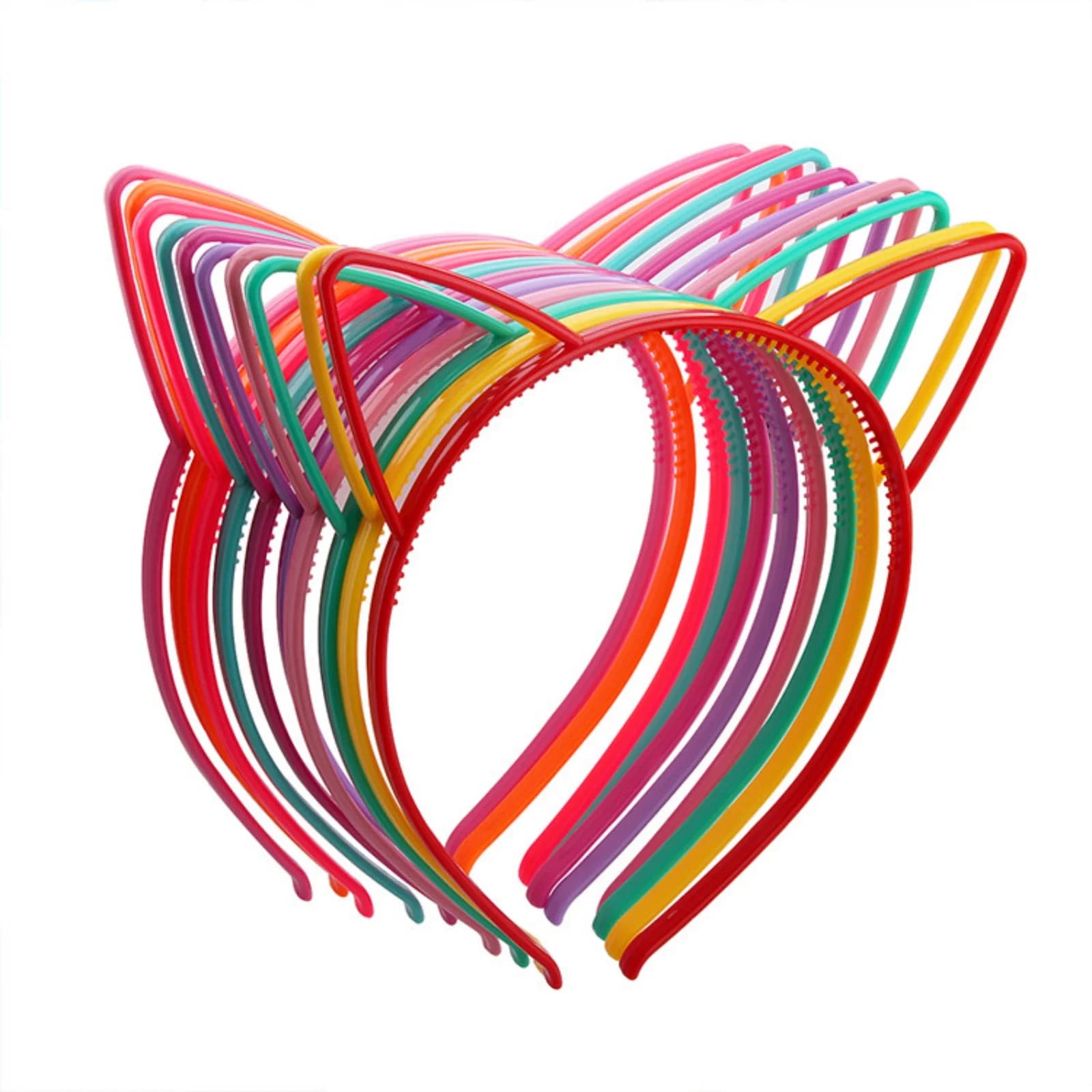 12 pièces en plastique, oreilles de chat, bandeau pour enfants, mignon, chaton, extérieur, bandeau, 