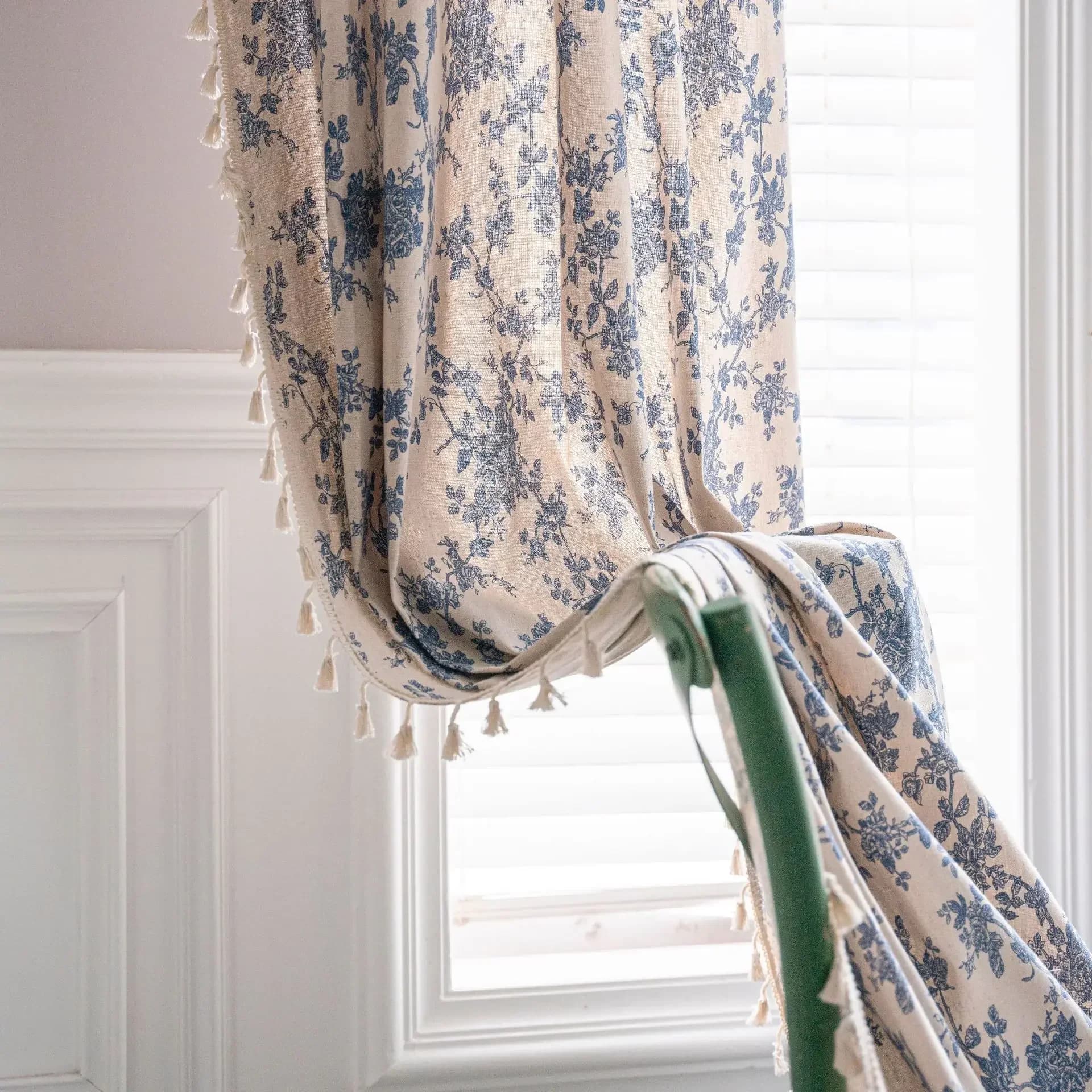Rideau de ferme vintage américain bohème imitation lin crochet creux pur cousu à la main rideau à fr