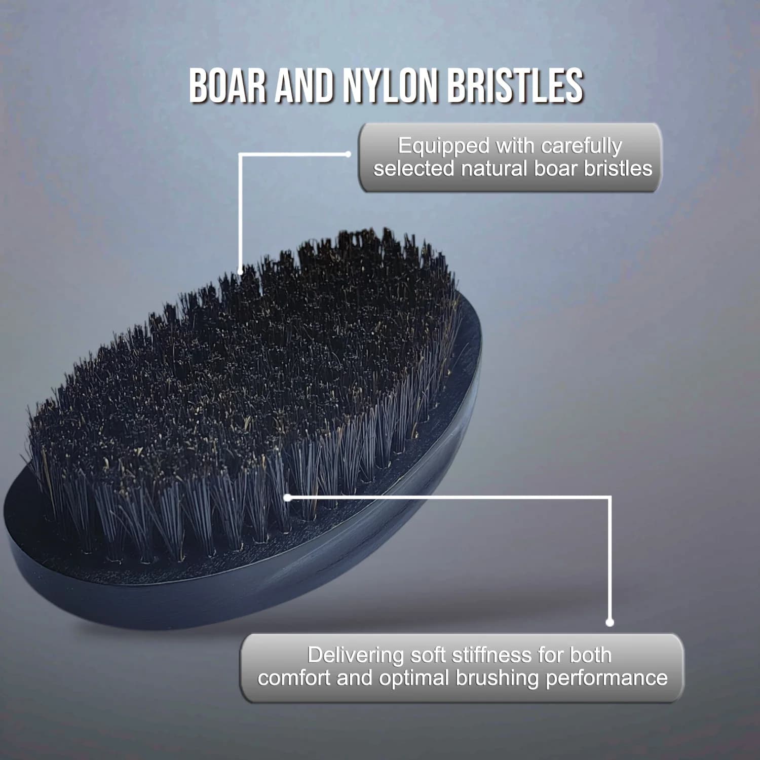 Brosse à vagues 360° Gracemen pour hommes afro, manche en bois courbé, poils de sanglier et de nylon
