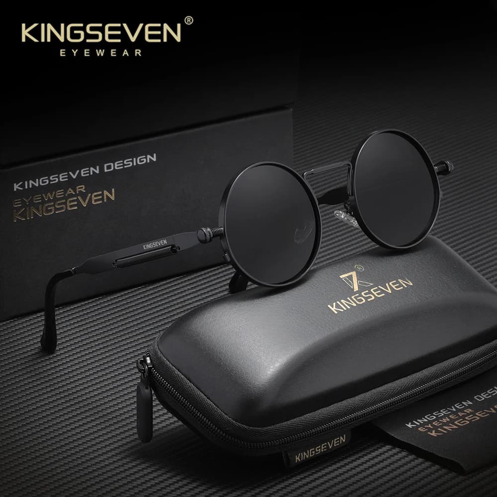 Lunettes de soleil gothiques steampunk de marque KINGSEVEN, monture ronde polarisée, pour hommes et 