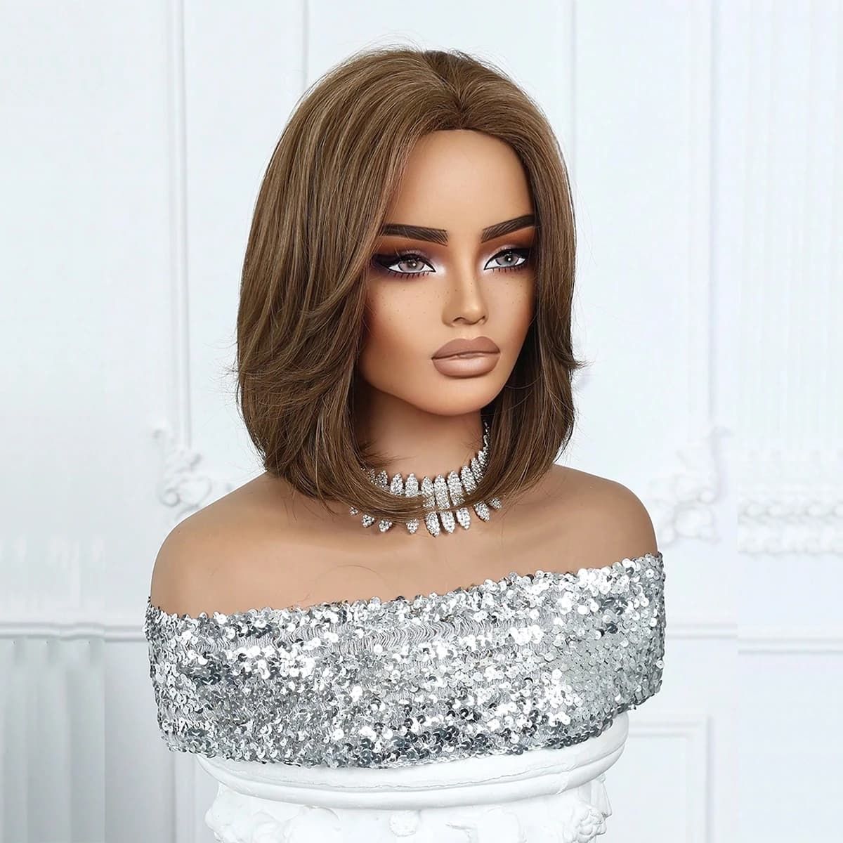 EASIHAIR – perruques synthétiques courtes et lisses pour femmes, perruques naturelles lisses brunes 