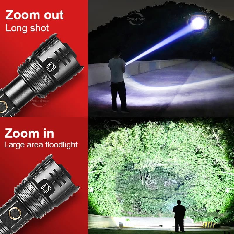 Nouveau Lampes de poche Laser blanches 12000mAh 1000000 LM lampe de poche Ultra puissante Zoom USB l