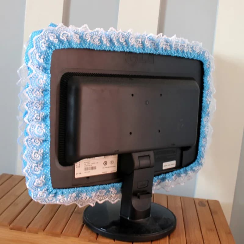 Couverture de cadre d'ordinateur en tissu dentelle, couverture anti-poussière pour écran de moniteur