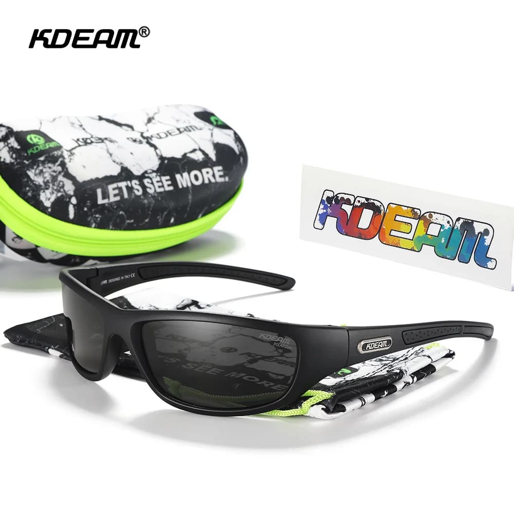 KDEAM-Lunettes de soleil polarisées avec étui à fermeture éclair pour homme, matériau TR90, logo de 