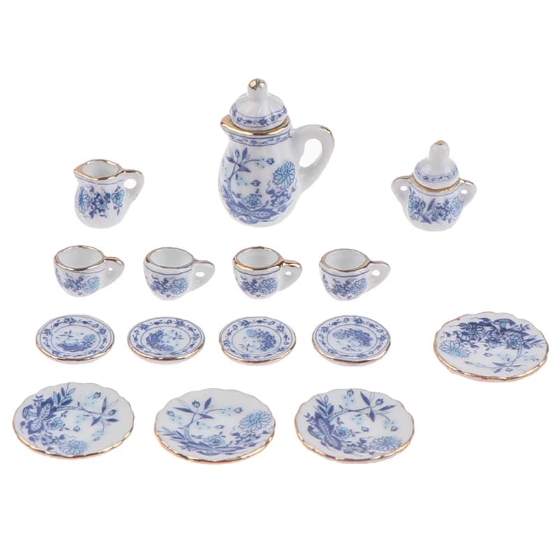 Vaisselle Miniature pour maison de poupée 1:12, 15 pièces, ensemble de tasses à thé en céramique et 
