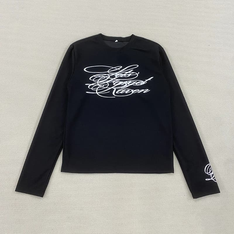 T-Shirt à manches longues imprimé américain rétro foncé Y2K, tenue gothique de rue tendance, haut po