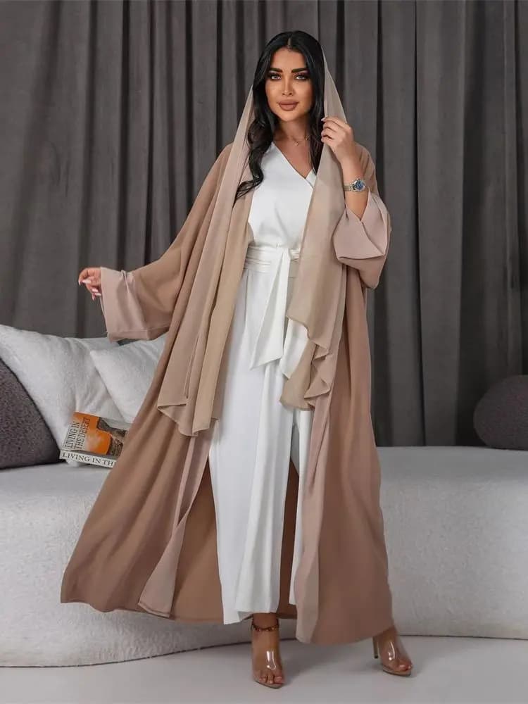 Abaya-Kimono Musulman Blanc pour Femme, Robe Longue, Kaftan, Islam Arabe, Jalabiya, Dubaï, Turquie, 