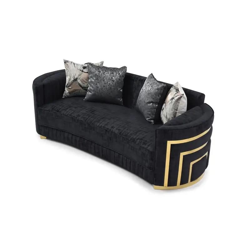 Canapé noir G00523A-S, design moderne, sièges de maison élégants et confortables, idéal pour les esp