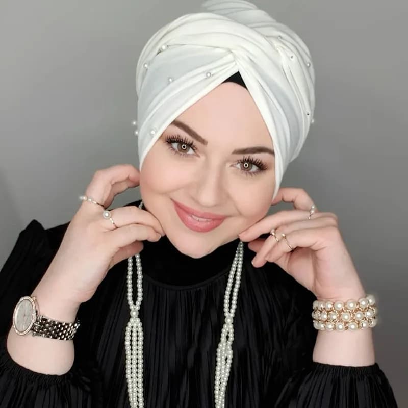 Mode musulmane perle noir Modal Hijab sous-capuchon Abaya Hijabs pour femme Abayas Jersey foulard ro