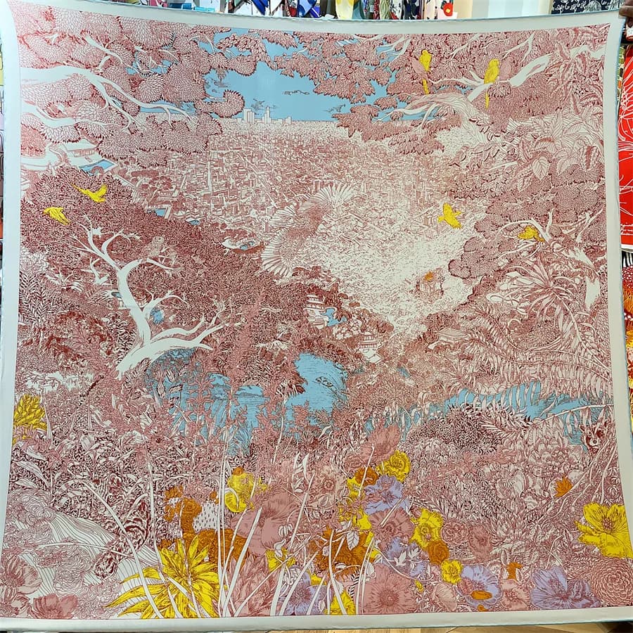 Injplanchers f en cachemire de forêt tropicale pour femmes, châles Pashmina de luxe, bords roulés à 