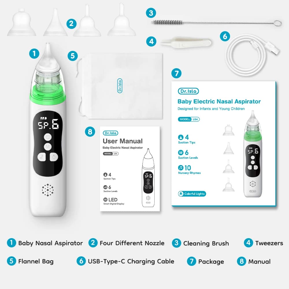MAMIJOY – aspirateur Nasal électrique pour bébé, dispositif d'aspiration du nez avec embout en Silic