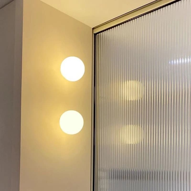 Lampe boule de verre moderne blanc laiteux lampes murales en verre pour chambre salon canapé fond Ba