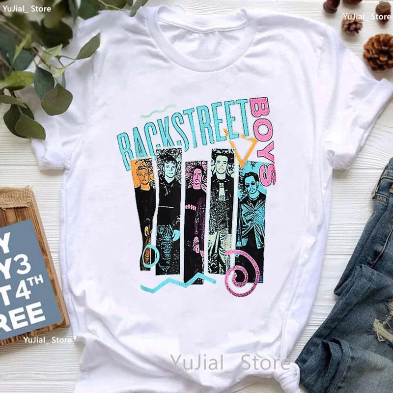Vintage gris T-Shirt femmes vêtements Backstreet garçons monde graphique imprimé T-Shirt Femme Hip H
