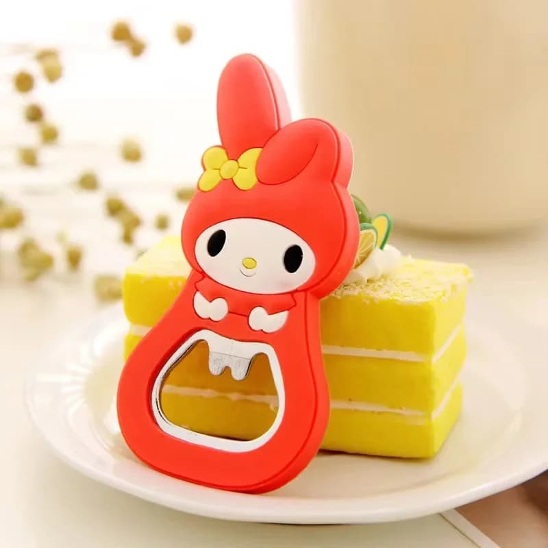 Sanrio Hello Kitty mignon dessin animé Silicone ouvre-bouteille de bière coeur Girly rose ouvre-bout