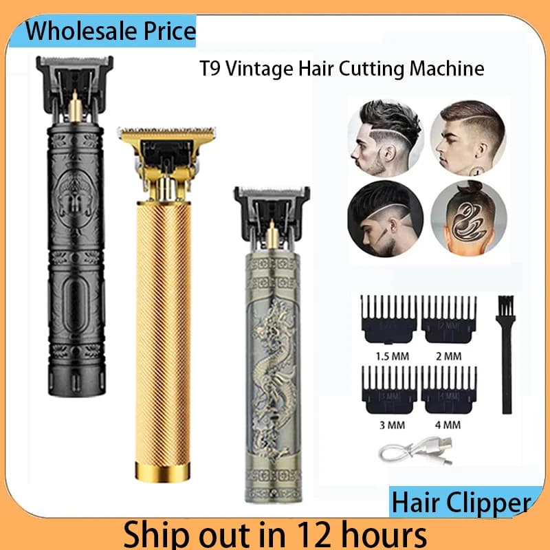 Tondeuse à cheveux vintage T9 portable pour hommes, rasoir à charge rapide USB, tondeuse à cheveux s