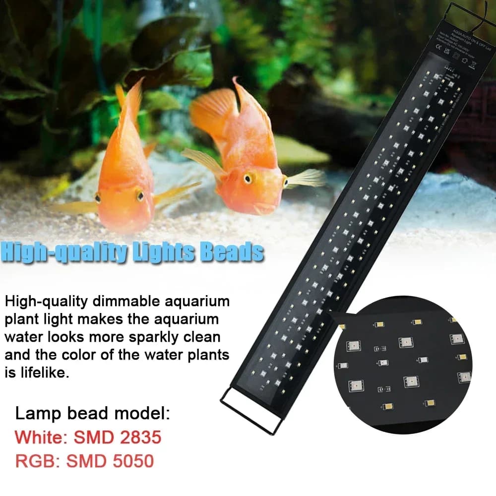 Full LED Fish Precious Lighting, Lampe de croissance des plantes, Décoration d'aquarium, Étanche IP6