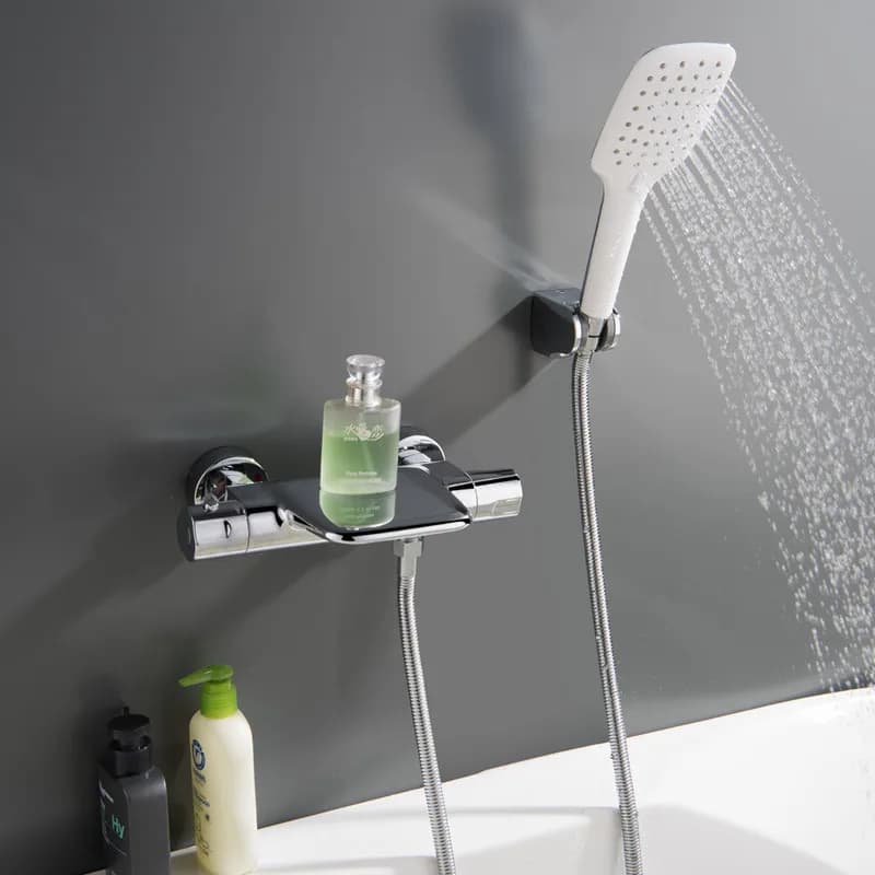 Ensemble de douche thermostatique mural, baignoire, douche, noir, blanc, cascade, bain et douche, ro