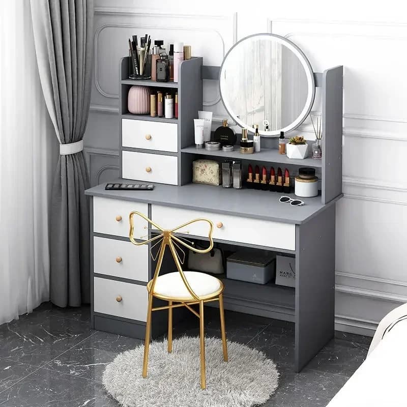 6 tiroirs maquillage vanité Table ensemble LED Coiffeuse classique maquillage Coiffeuse salon Coiffe
