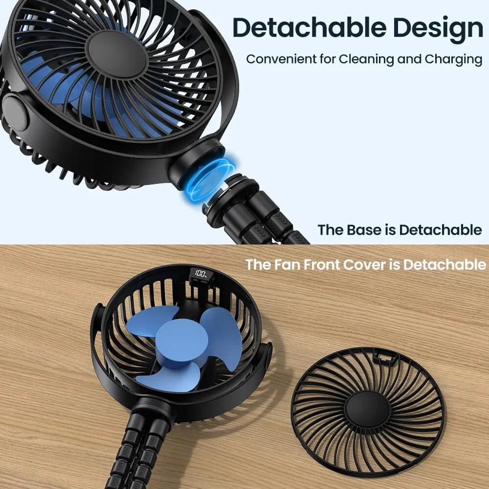 TOPK-Mini ventilateur portable pour poussette, 5000mAh, aste par USB, ventilateur électrique d'extér