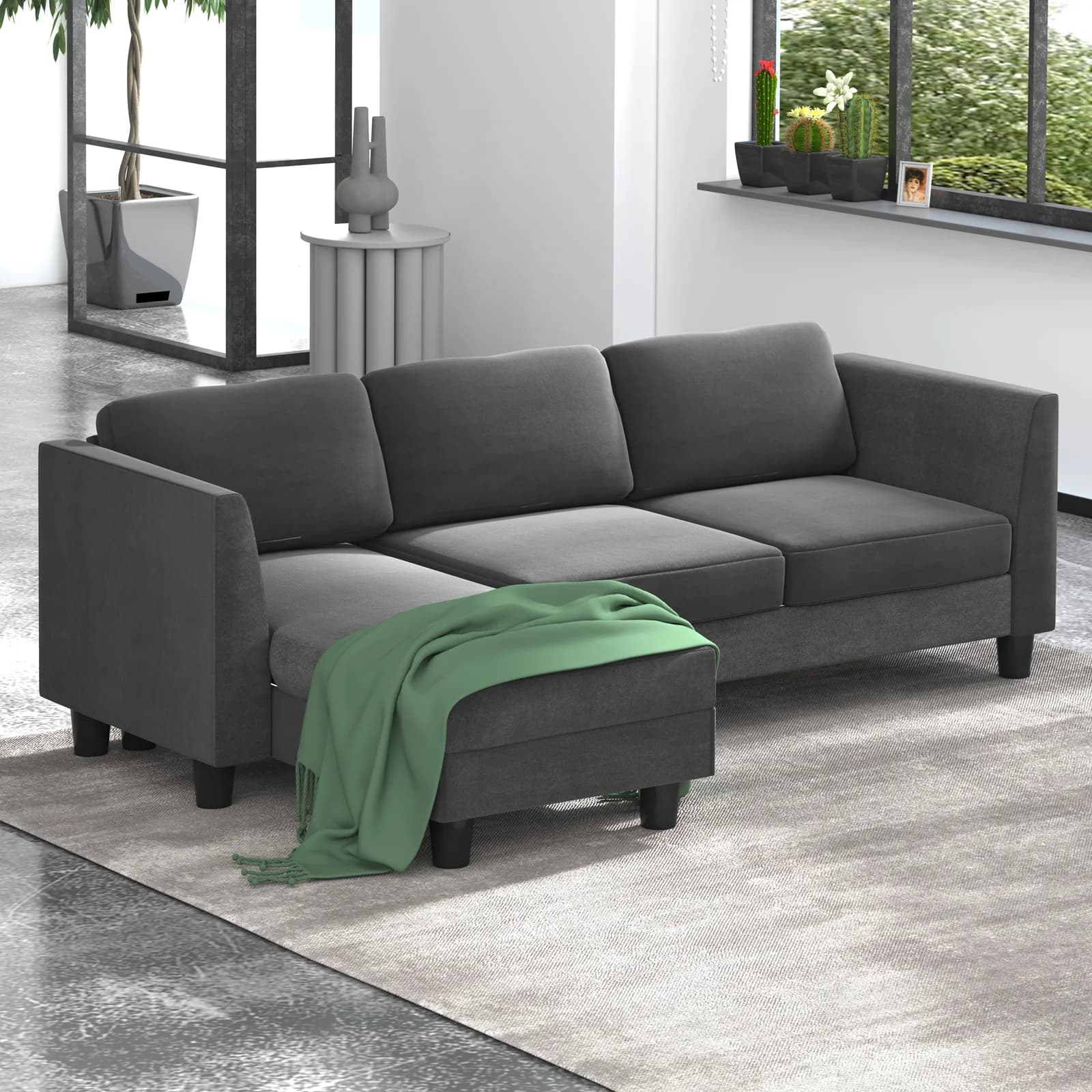 HORGgland-Canapé convertible en forme de L avec chaise réversible, canapé 3 places, O, 87 po