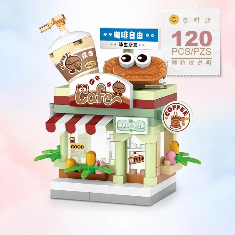 Food Shop Street Series - Kit de modèle de maison de magasin miniature, jouet de construction éducat