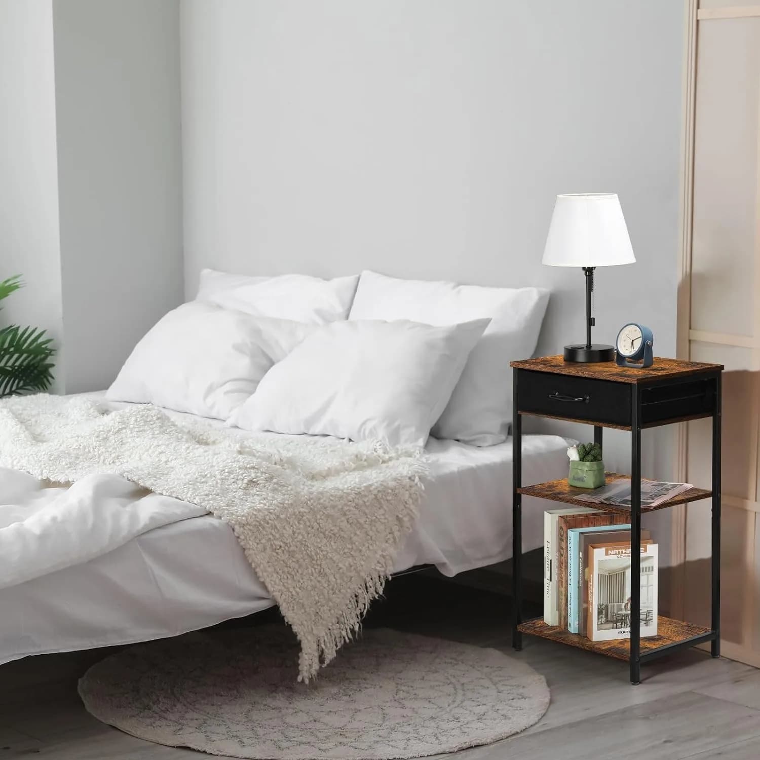 Support d'imprimante T1 blanc avec table de rangement, étagère d'imprimante à 3 niveaux, support d'é