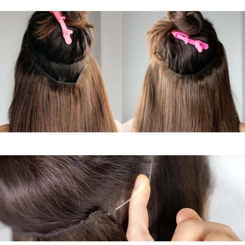 Extensions capillaires synthétiques invisibles de 24 pouces, sans Clip, avec ligne secrète, cheveux 
