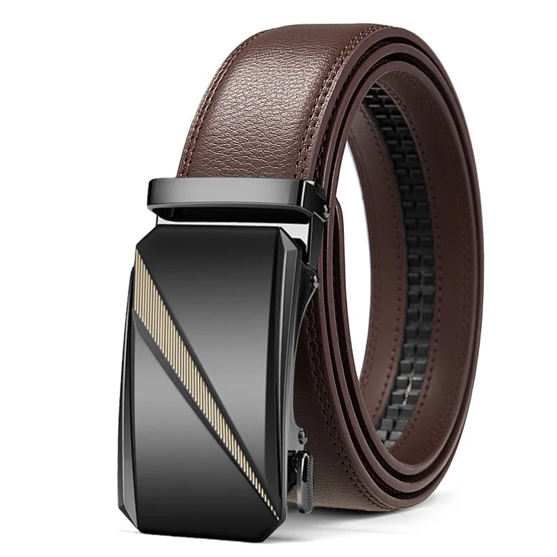 OYIFAN Ceinture à boucle automatique pour hommes, ceinture en cuir véritable de haute qualité, ceint