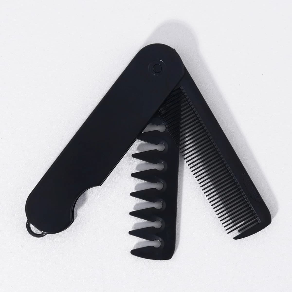Peigne pliant noir 2 en 1, peigne pliant à double dent pour frange sèche et humide, design portable,