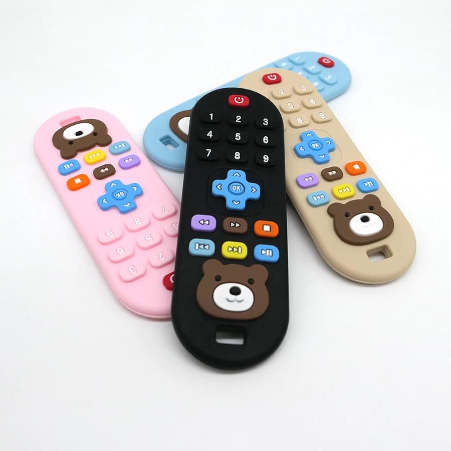 1/4 pièces enfants dentition télécommande silicone matériel bébé jouets de dentition simulation télé