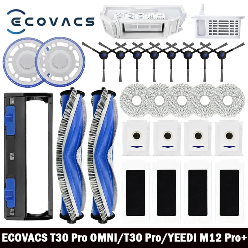 Ecovacs Debot T30 Pro Omni / T30 OMNI / YEEDI M12 Pro + pièces rouleau brosse latérale filtre Hepa s